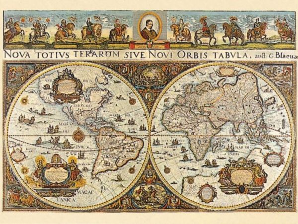 Puzzle Historyczna mapa swiata 1665