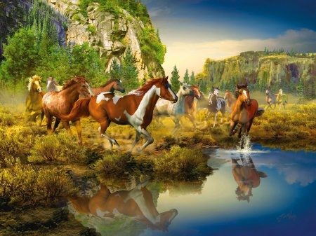 Puzzle Horses in nature