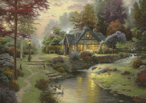 Puzzle Thomas Kinkade: Cottage by creek