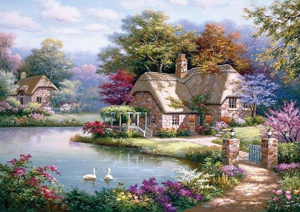 Puzzle Sung Kim: Country House With Swans