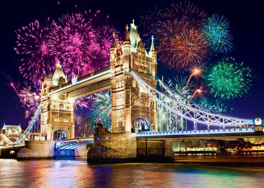 Puzzle 500 pièces-Fireworks at tower bridge-feux d'artifice à la tower bridge 