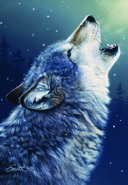 Puzzle Vyjící vlk