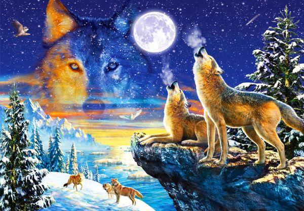 Puzzle Howling wolves