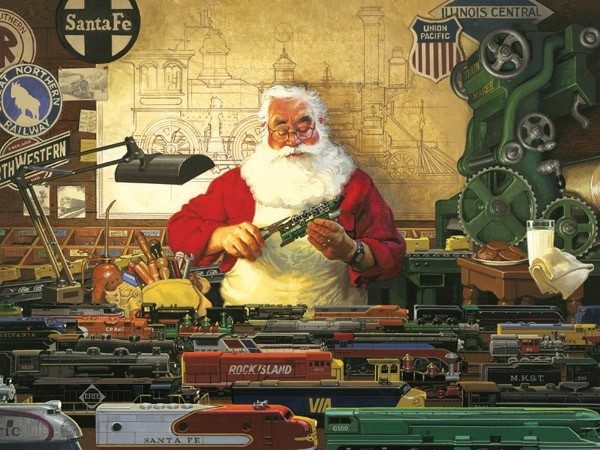 Puzzle Weihnachtsmann und seine Züge
