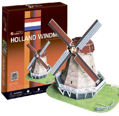 Puzzle Szélmalom, Holland - 3D 