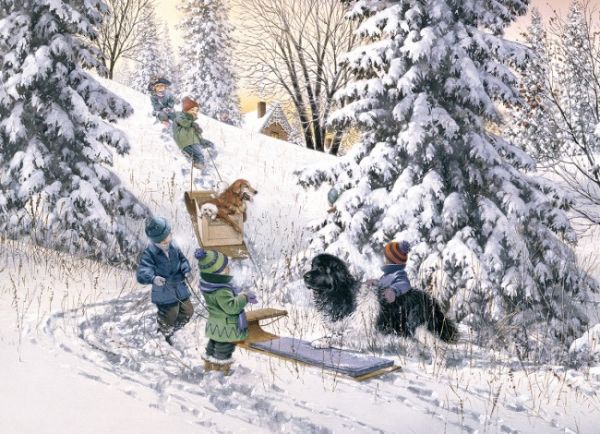 Puzzle Kinder im Schnee