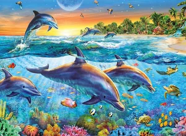 Puzzle Dolphins in paradise