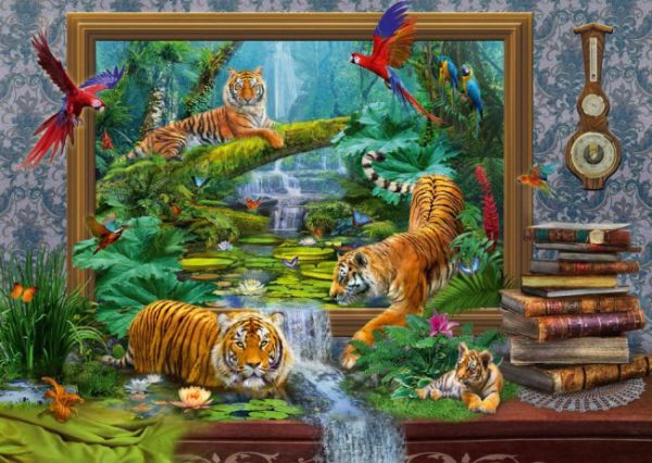 Puzzle Tigrisek a dzsungelben