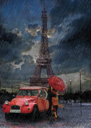 Puzzle Eiffel and Rain and Love
