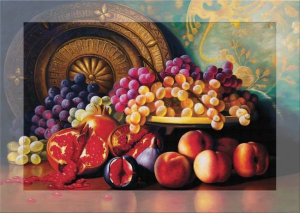 Puzzle Parfumované: Figy, granátové jablká a mosadzný tanier