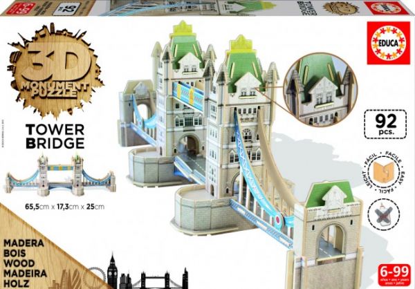 Puzzle Tower Bridge 3D in legno