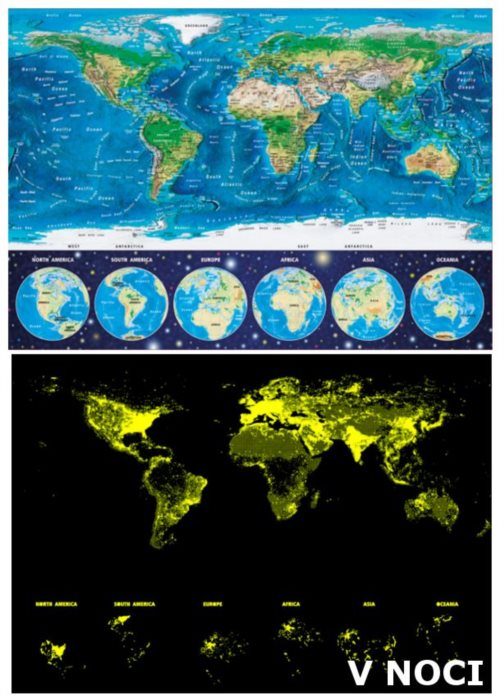 Puzzle Mapa sveta - svietiace
