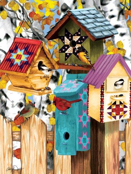 Puzzle Fall Birdhouses