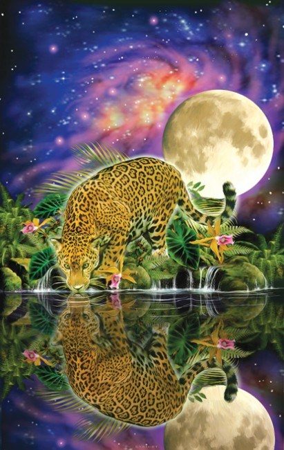 Puzzle Leopard na tla księżyca