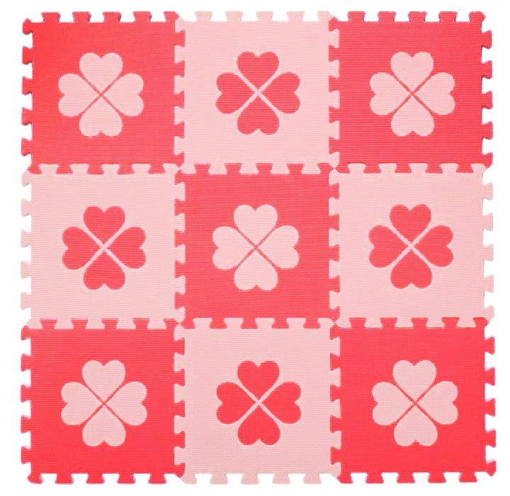 Puzzle Penové puzzle baby 4 slabo ružové a 5 silno ružové štvorlístky  štvorlístky (Č) 9 dielikov - 0+
