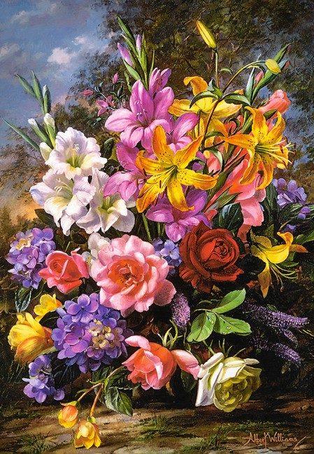 Puzzle Williams: Váza s kvetmi