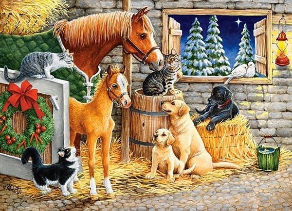 Puzzle Psi, kočky, koně