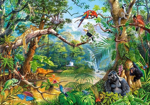 Puzzle Das Leben im Dschungel versteckt