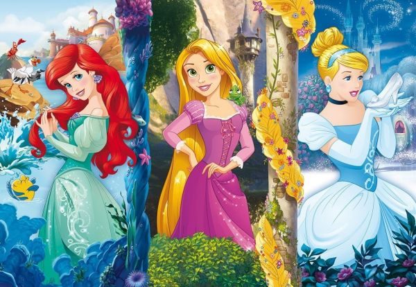 Puzzle Disney princezny: Ariel, Locika a Popelka 60 maxi