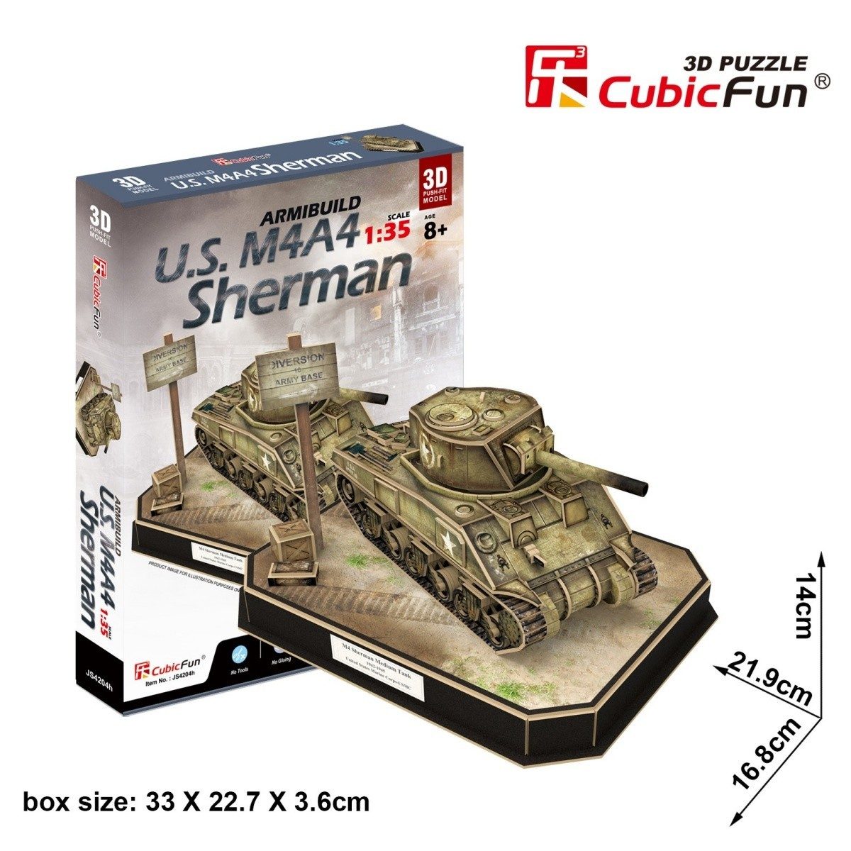 Puzzle Tank U.S. M4A4 Sherman - 3D