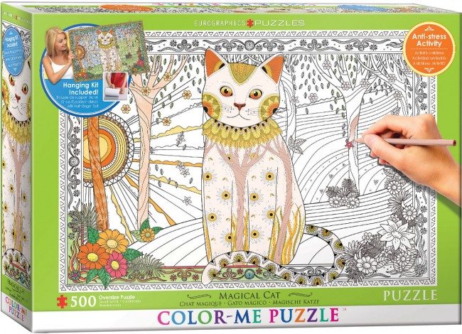 Puzzle Farebné puzzle: Čarovná mačka