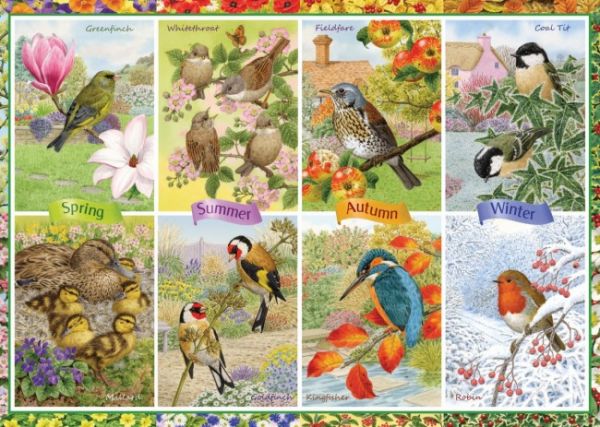 Puzzle Szezonális kerti madarak - Kollázs 
