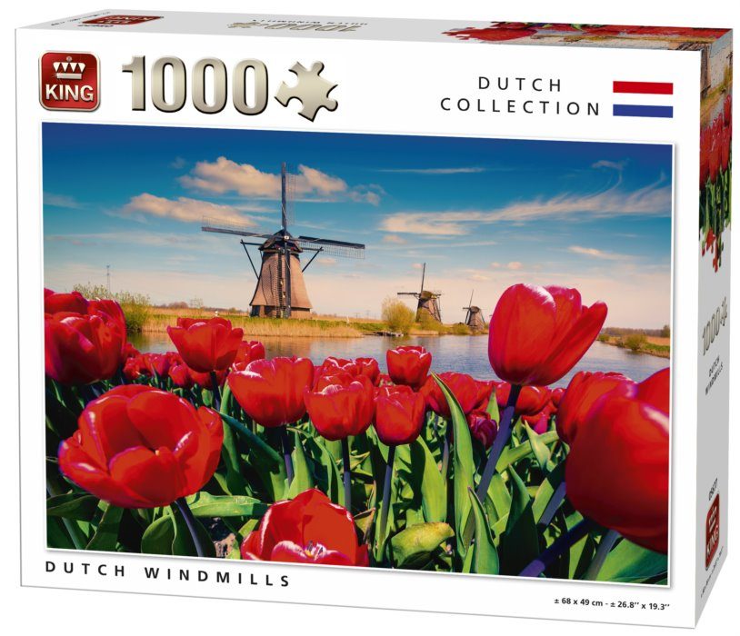 Puzzle Szélmalmok a tulipánok között, Hollandia