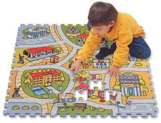 Puzzle Tappetino per puzzle in schiuma per bambini Mappa stradale 81 pezzi -3+