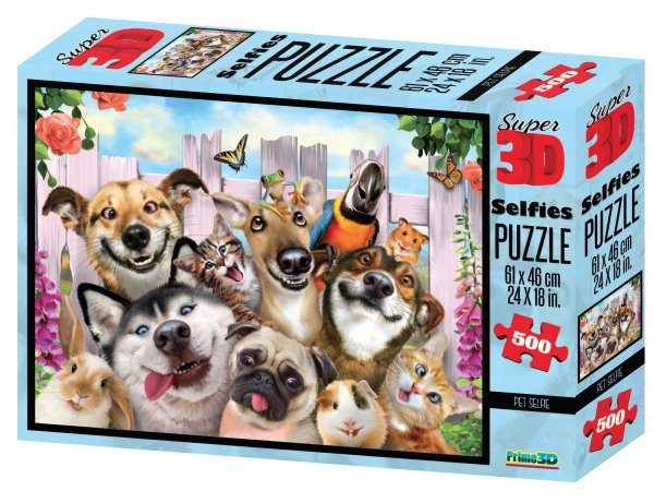 Puzzle 3D hatás - Kutya szelfi 