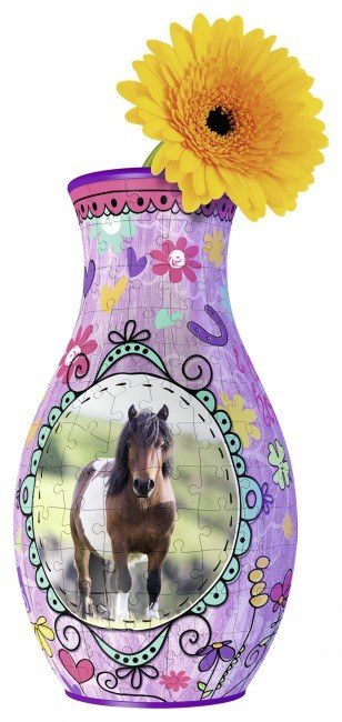Puzzle Vaso 3D: Vaso de flores Cavalos