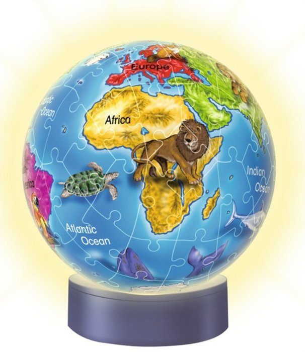 Puzzle Animirani globus sa životinjama