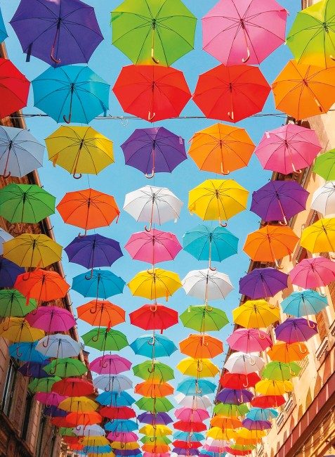 Puzzle Farvede paraplyer