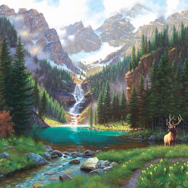Puzzle Keathley: Elk at the waterfall