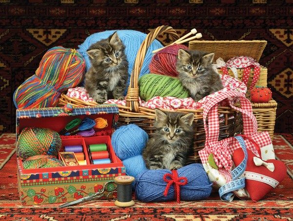 Puzzle Kittens in the basket