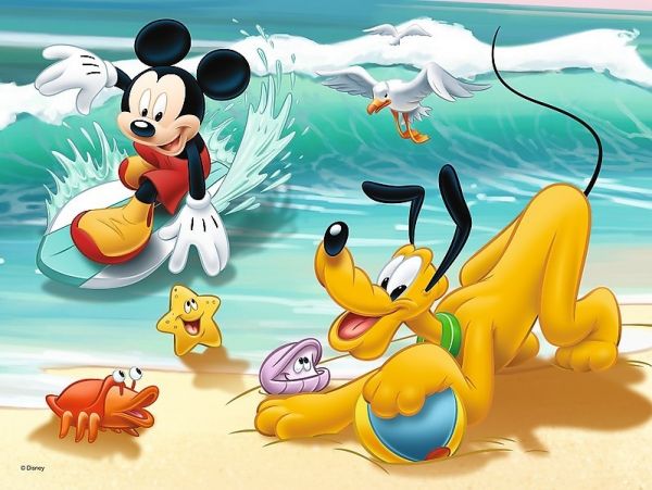 Puzzle Mickey: Pluton na plaži