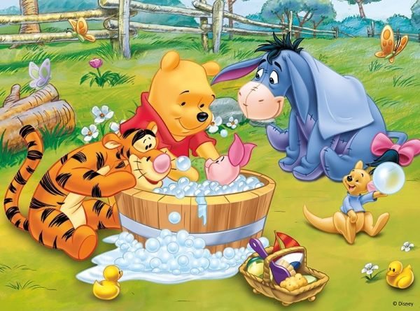 Puzzle Medvedík Pú: Kúpeľ prasiatka