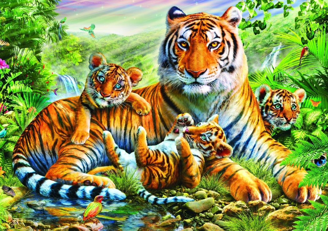 Puzzle Tiger and Cubs