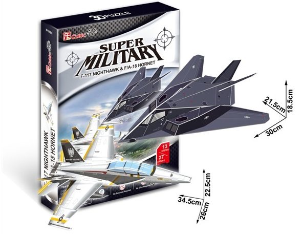 Puzzle F-117 Nightawk i F/A-18 Hornet Jet Aircraft. Puzzle 3D