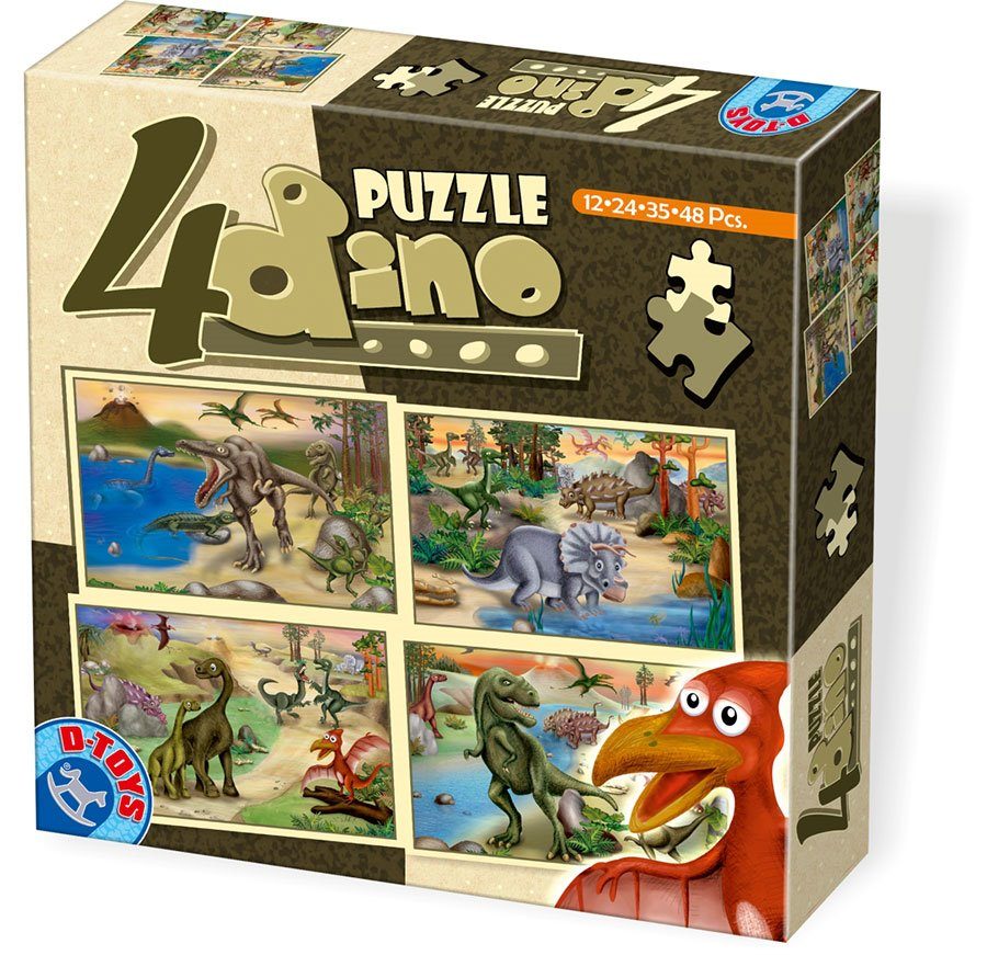 Puzzle 4in1 dinosaurussen