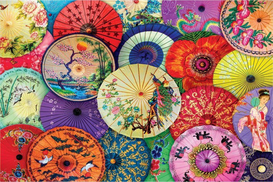 Puzzle Azijos aliejinio popieriaus skėčiai