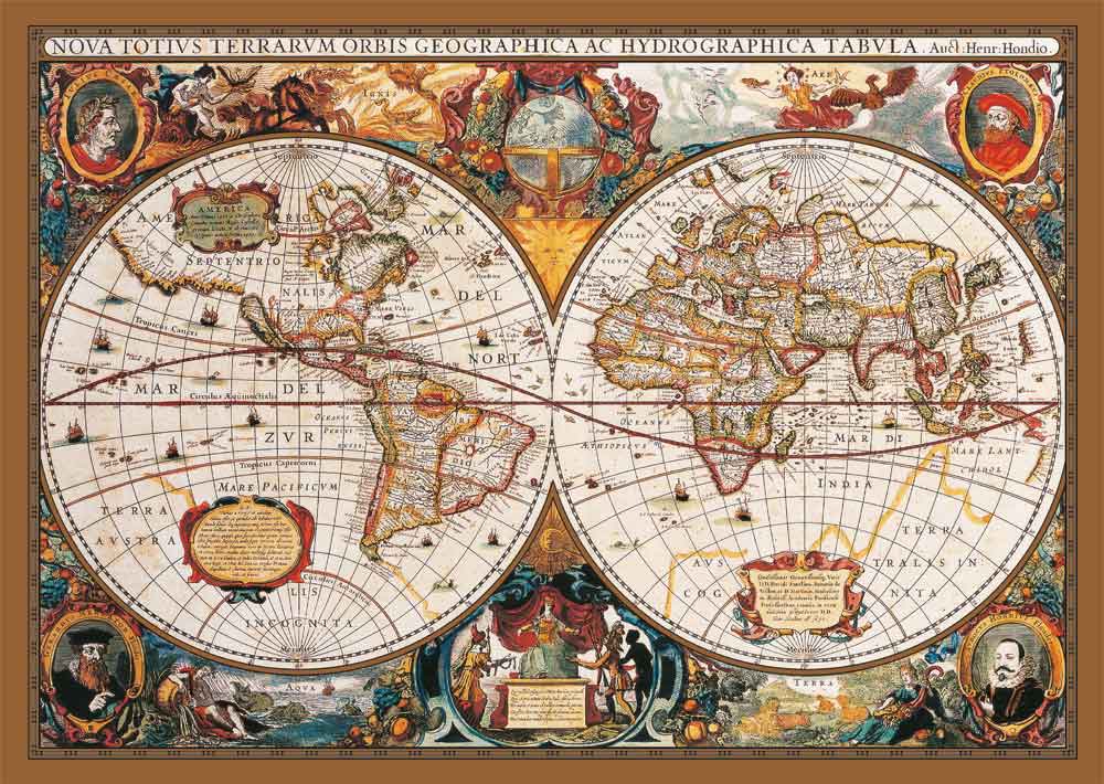 Puzzle World map from the 17th century