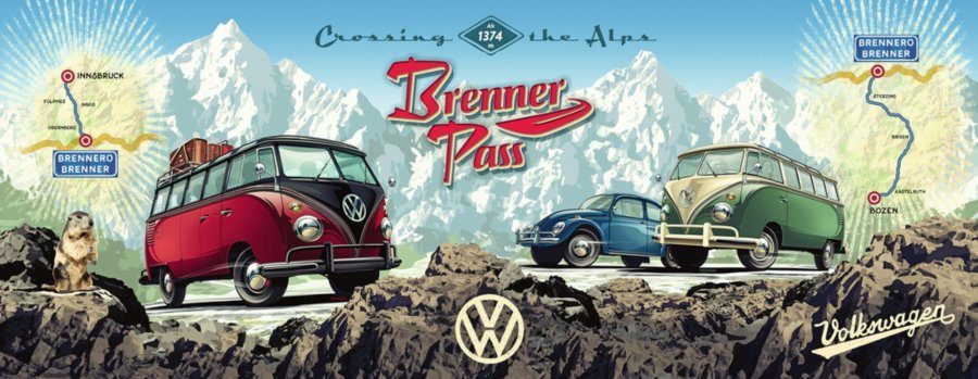 Puzzle Mit VW die Alpen überqueren!