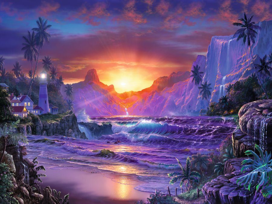 Puzzle Christian Lassen: Východ slnka v raji