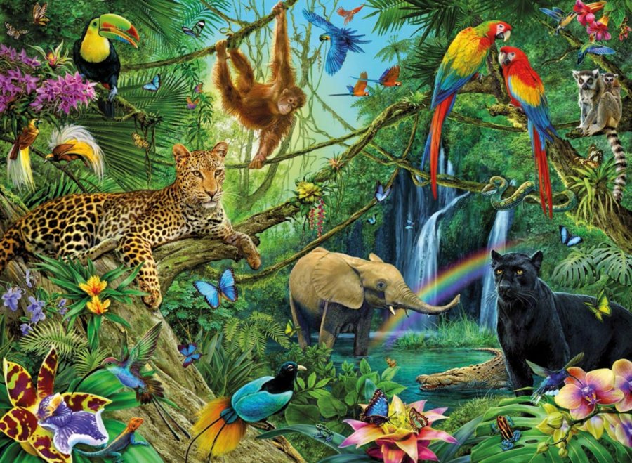 Puzzle les animaux de la jungle de 1000 pièces
