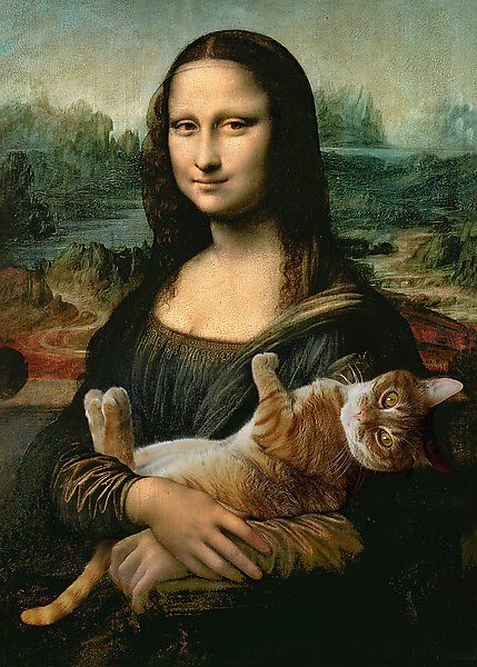 Puzzle Mona Lisa and Purring Kitty