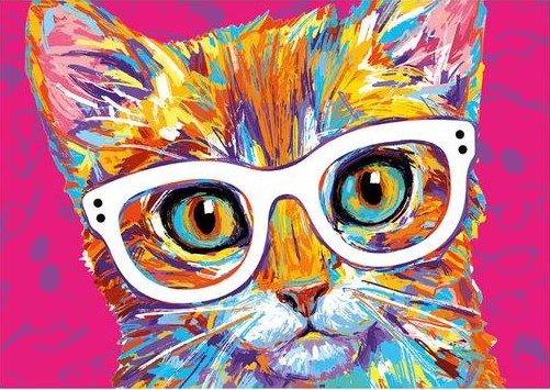 Puzzle Cat with glasses