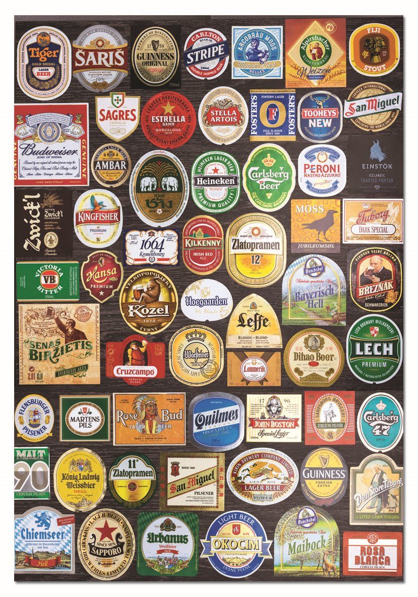 Puzzle Andrea Tilk: collage di etichette di birra