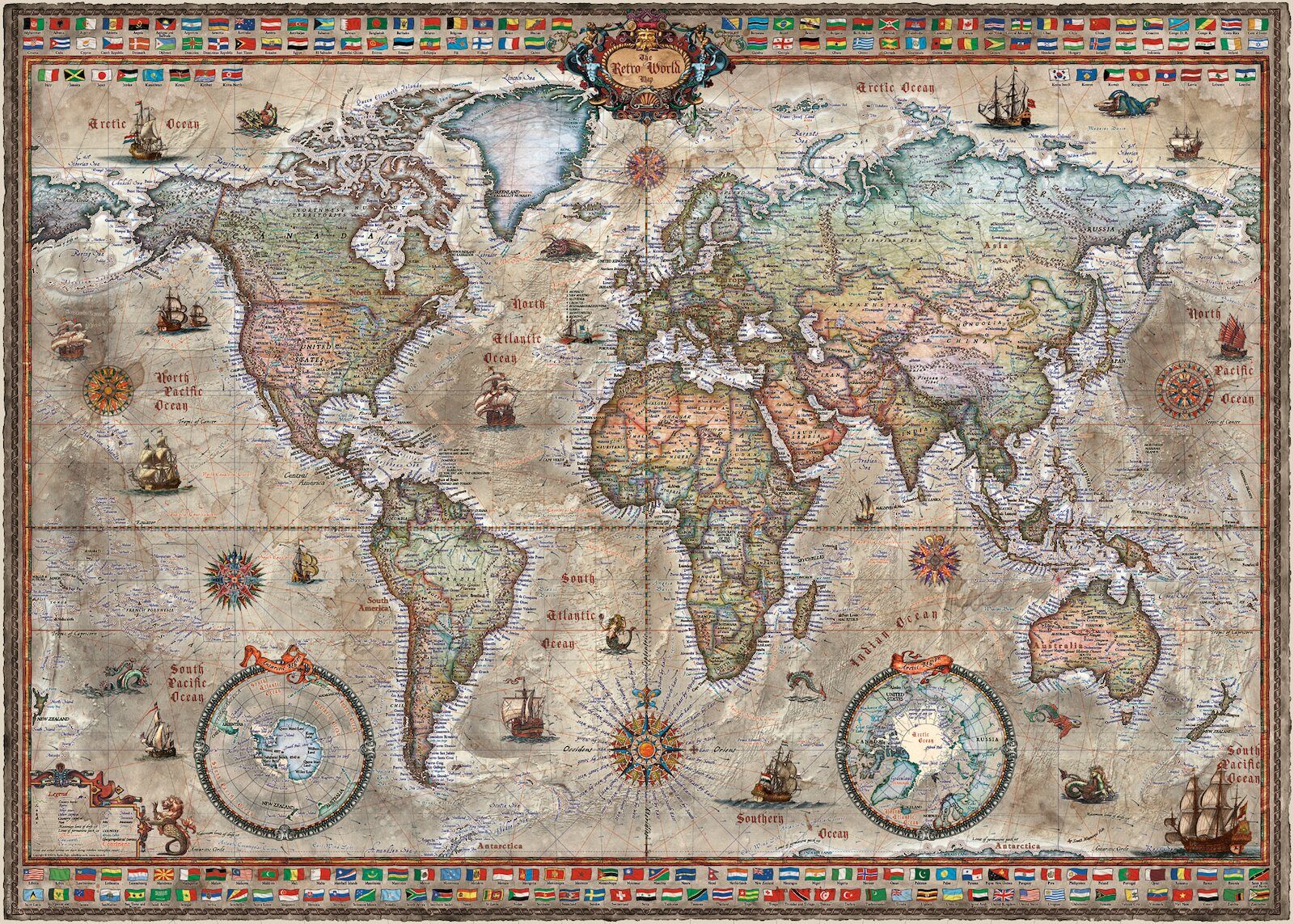 Puzzle Monde rétro, 1 000 pieces
