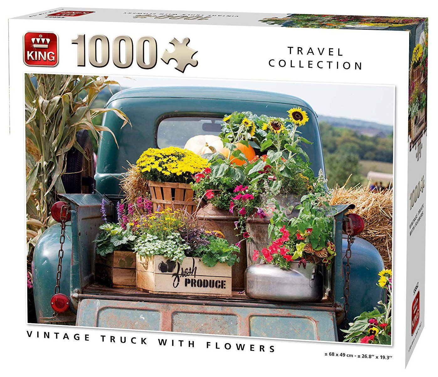 Puzzle Vintage nákladné auto s kvetmi