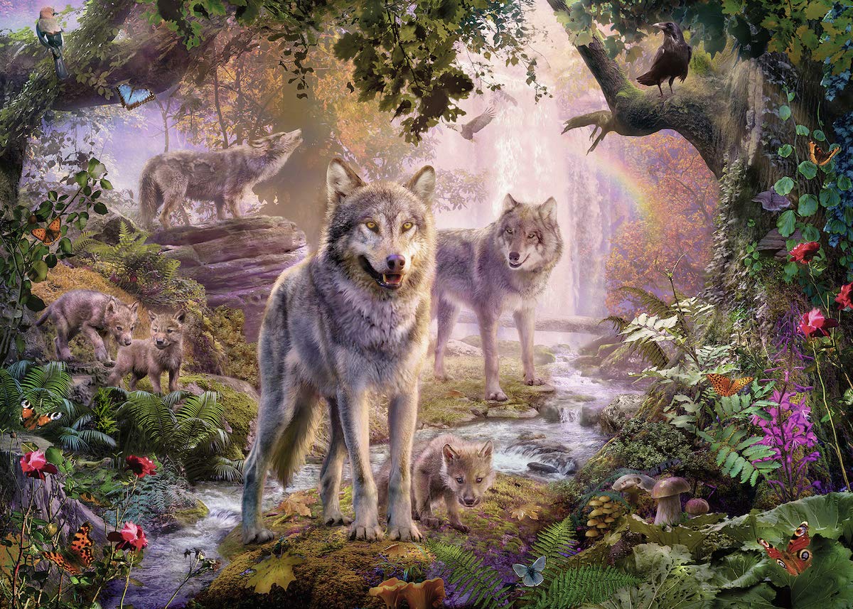 Puzzle Wolf family in the summer